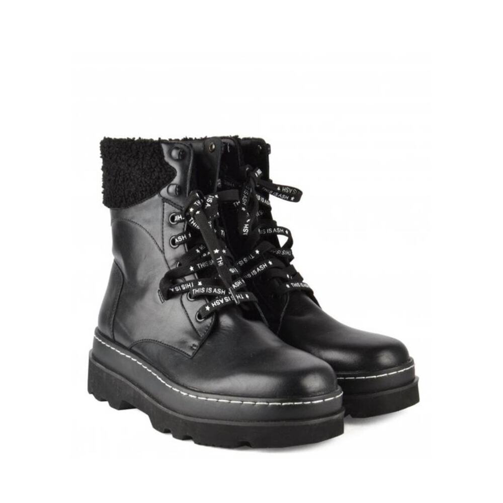 Ash Siberia Faux Fur & Leather Black Women's Combat Boots - NWT Size 7